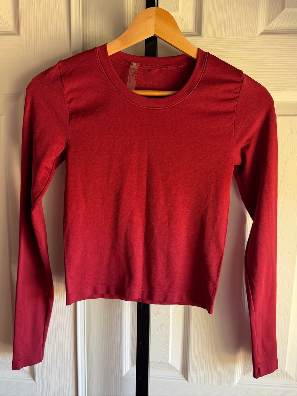 Aritzia Seamless Long-Sleeve Crewneck Top — Burgundy Women’s Size: S